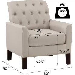Rosevera Keene Living Room Modern Arm Chair, Textile Beige