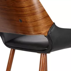 Armen Living Panda Dining Chair in Black Faux Leather and Walnut Wood Finish