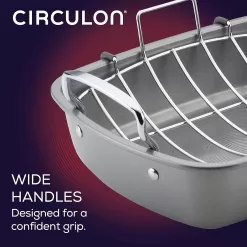 Circulon Nonstick Roasting Pan / Roaster with Rack - 17 Inch x 13 Inch, Gray