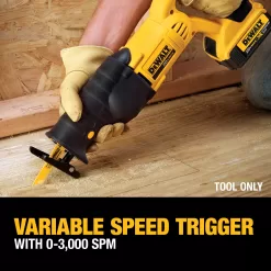 DEWALT 20V MAX Reciprocating Saw, 3,000 Strokes Per Minute, Variable Speed Trigger, Bare Tool Only (DCS380B), Black/Clear