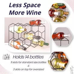 Gusto Nostro Countertop Wine Rack - 14 Bottle Freestanding Modern Black Metal Small