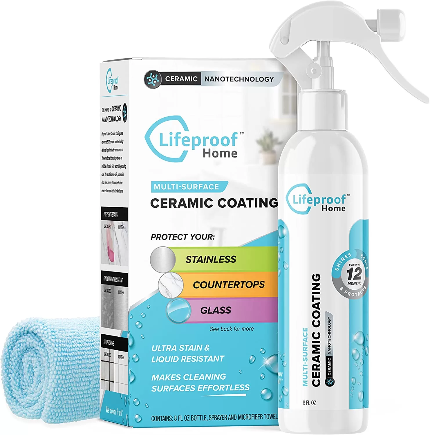 Lifeproof Home Ceramic Coating Spray Kit - Shine, Seal, & Protect Stainless Steel, Appliances, Countertops, Glass