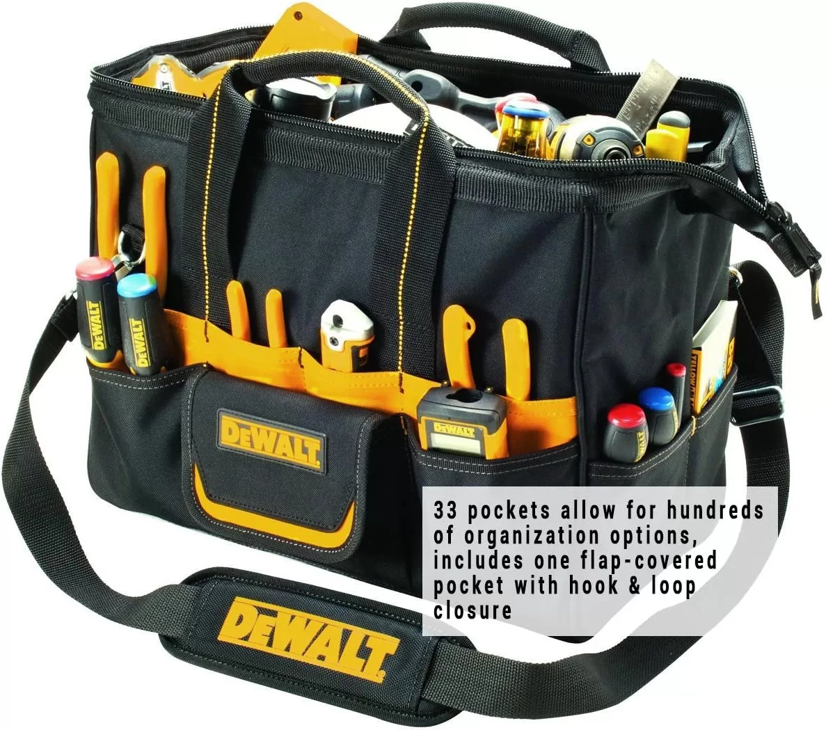 DEWALT DG5543 16 in. 33 Pocket Tool Bag, Black