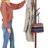ZOBER Coat Rack Free Standing - Wooden Coat Tree W/ 6 Hooks - Coats, Purses, Hats - Adjustable Sizes, Easy Assembly - Vintage