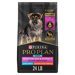 Purina Pro Plan Sensitive Skin & Stomach, Salmon & Rice Formula Large Breed Dry Puppy Food, 24 lbs.