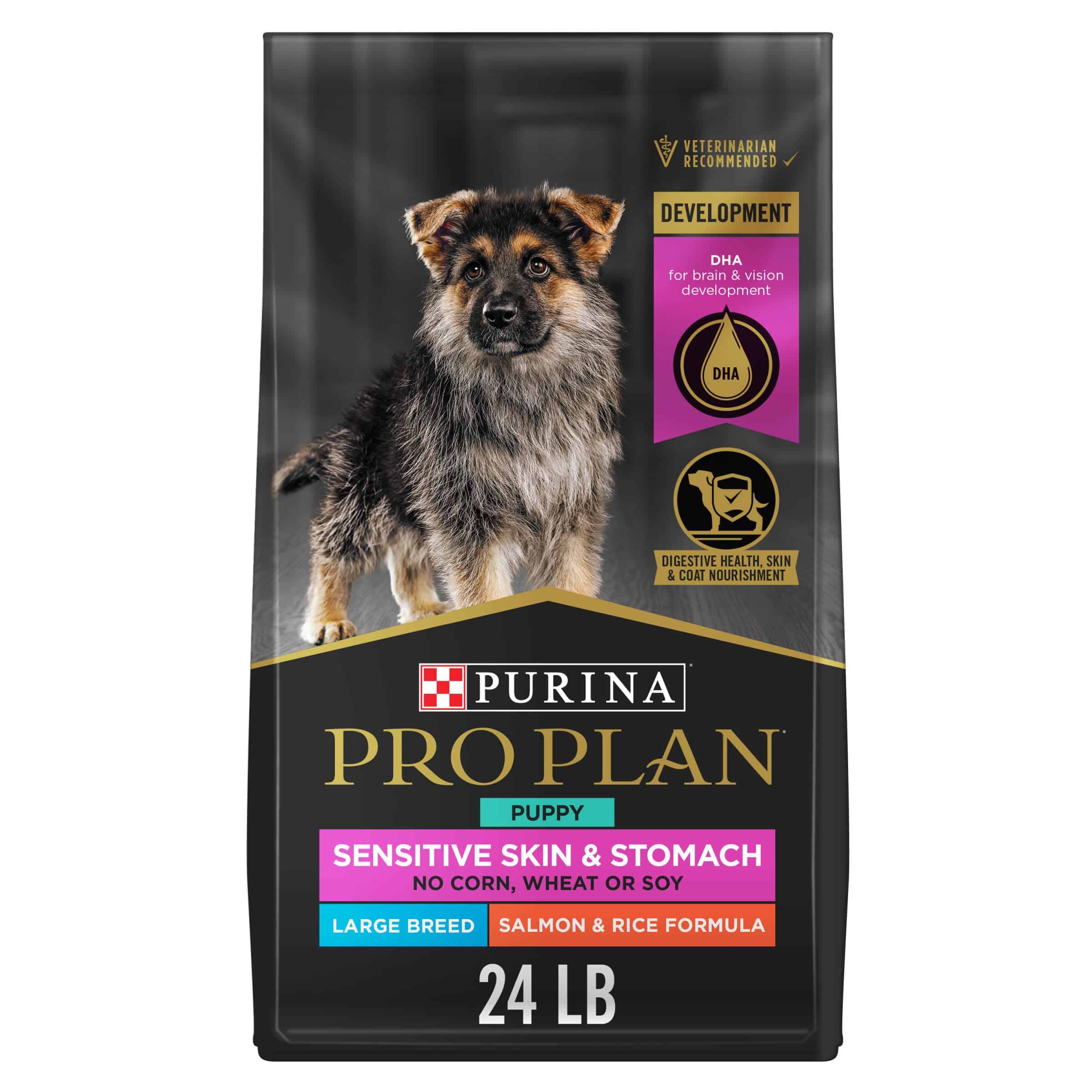 Purina Pro Plan Sensitive Skin & Stomach, Salmon & Rice Formula Large Breed Dry Puppy Food, 24 lbs.