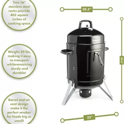 Cuisinart COS-116 Vertical Charcoal Smoker, Black