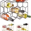 Gusto Nostro Countertop Wine Rack - 14 Bottle Freestanding Modern Black Metal Small