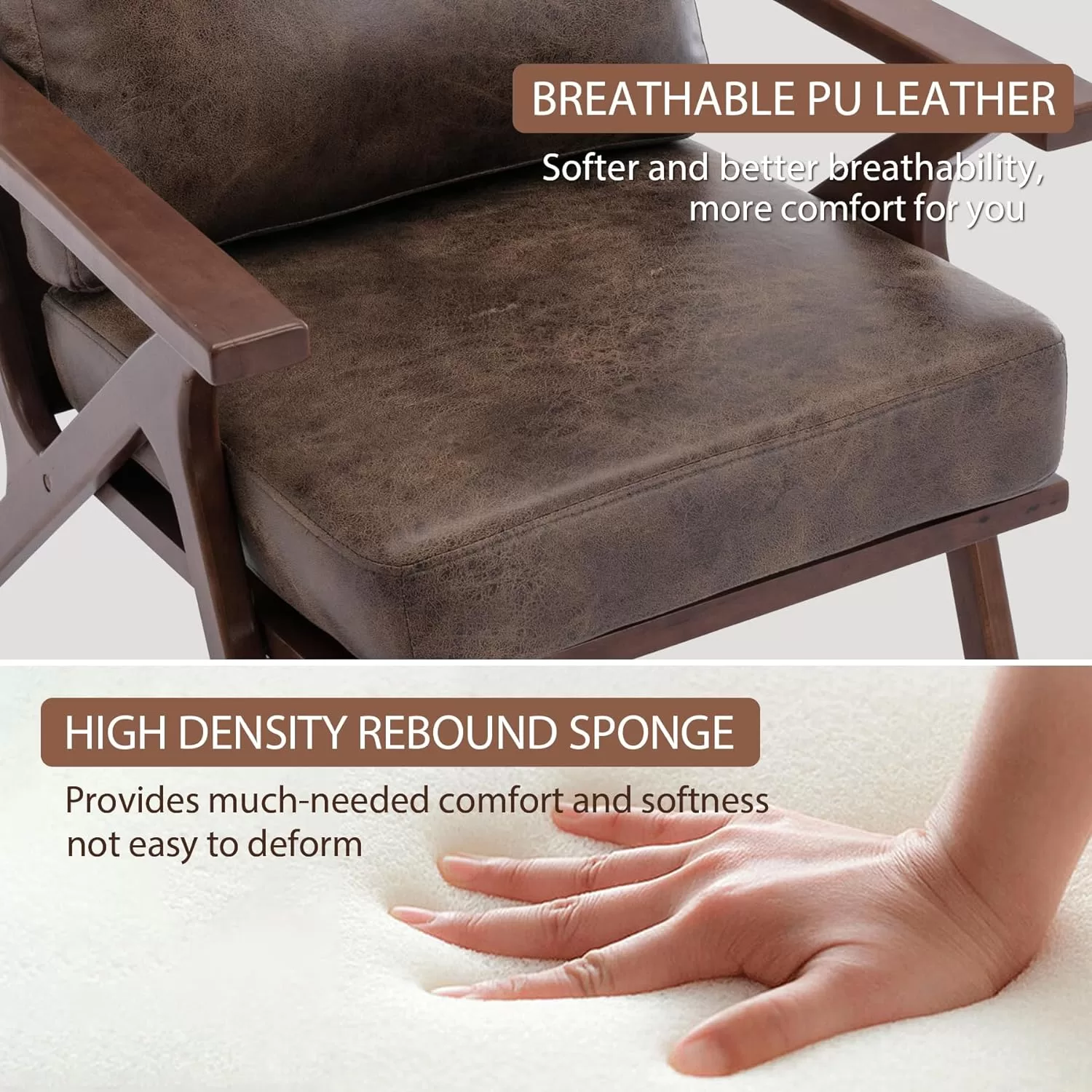Bonzy Home Mid-Century Modern Accent Chair, Retro Brown