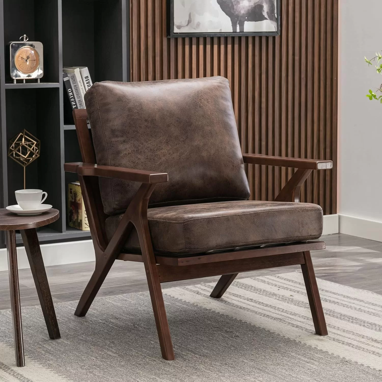 Bonzy Home Mid-Century Modern Accent Chair, Retro Brown