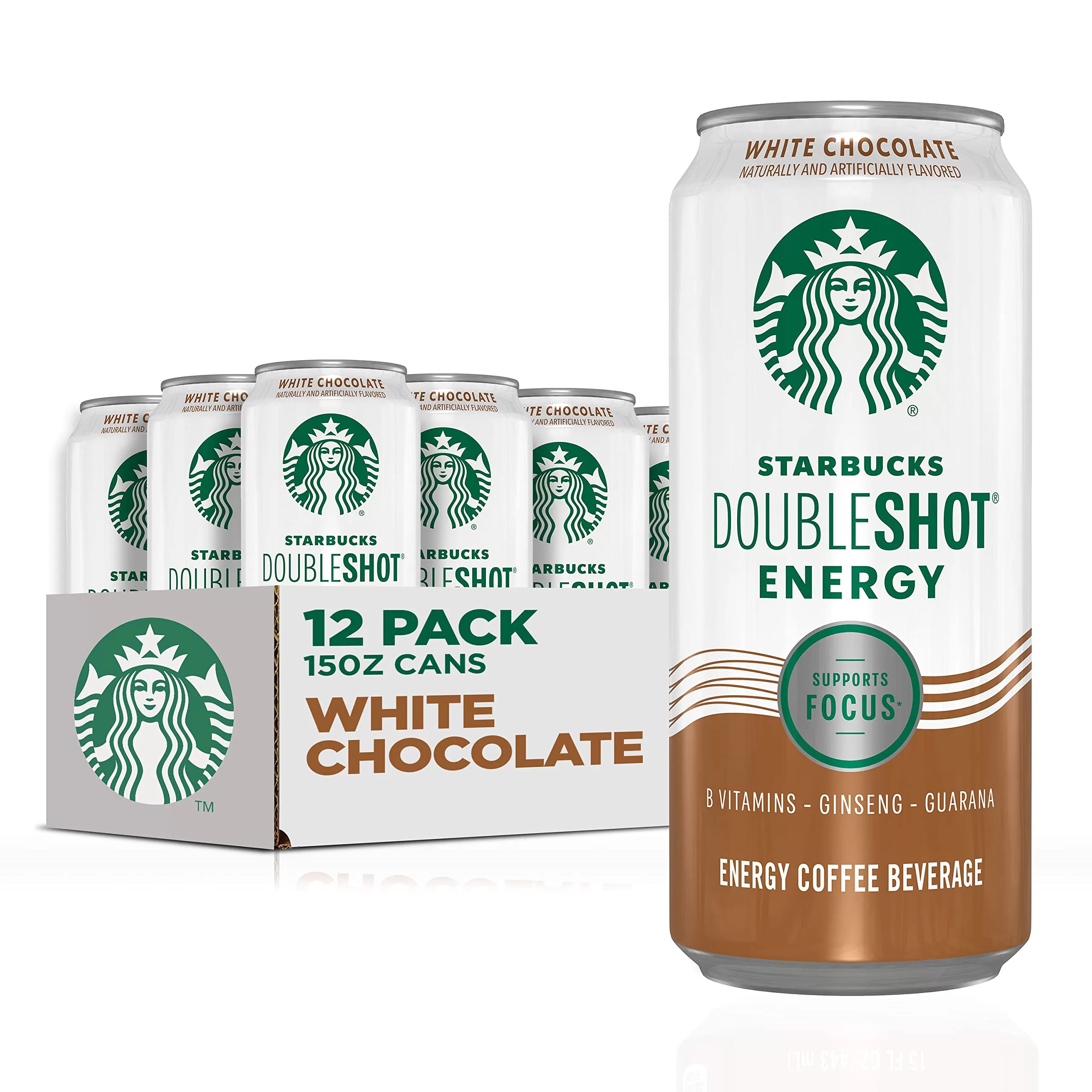 Starbucks, Doubleshot Energy Drink, White Chocolate, 15 Fl Oz (Pack of 12)