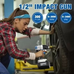 NINOUKO Cordless Impact Wrench 1/2 inch, 20V Electric Impact Gun