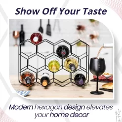 Gusto Nostro Countertop Wine Rack - 14 Bottle Freestanding Modern Black Metal Small