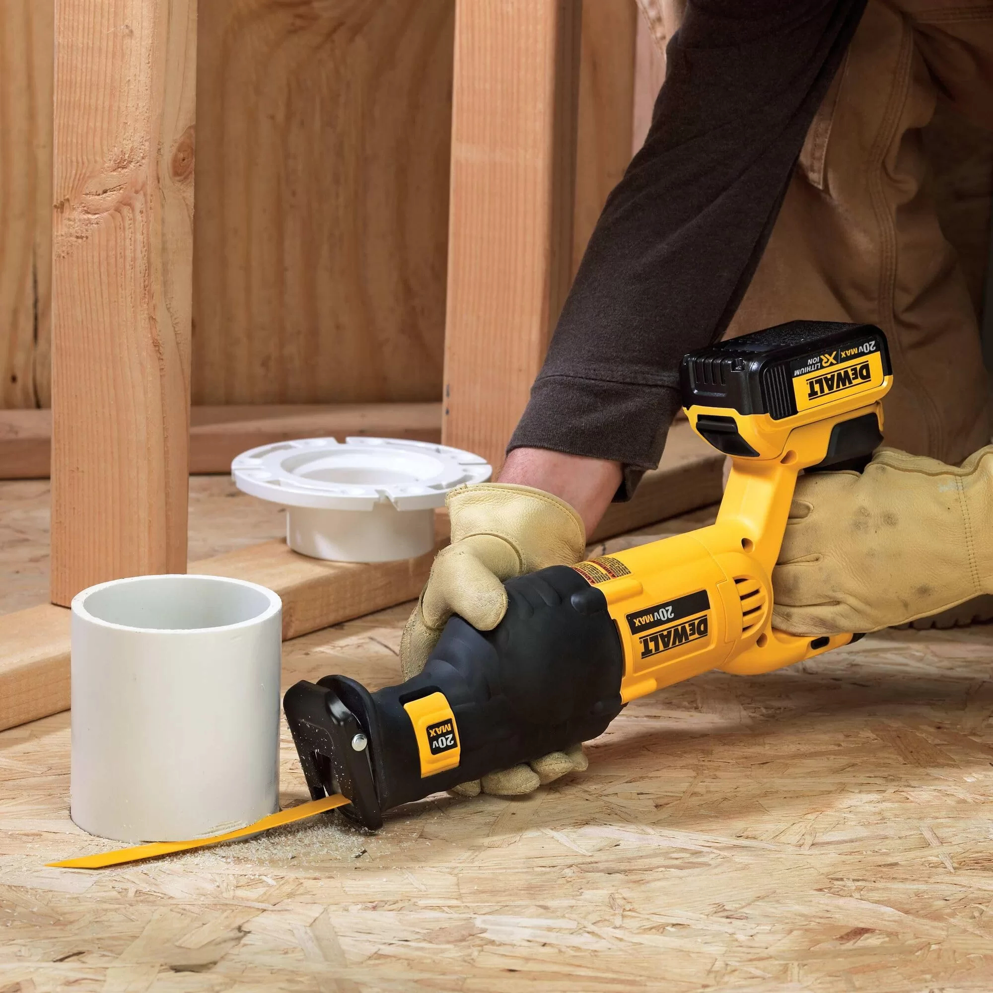 DEWALT 20V MAX Reciprocating Saw, 3,000 Strokes Per Minute, Variable Speed Trigger, Bare Tool Only (DCS380B), Black/Clear