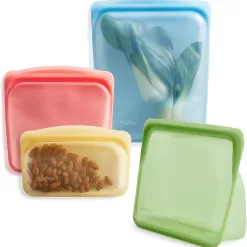 Stasher Reusable Silicone Storage Bag, Food Storage Container, Bundle 4-Pack, Rainbow