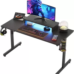 Bestier Small Gaming Desk with Monitor Stand, 42 inch LED Computer Desk, Gamer Workstation