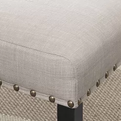 Roundhill Furniture Biony Tan Fabric Dining Chairs with Nailhead Trim, Set of 2, Brown, Tan