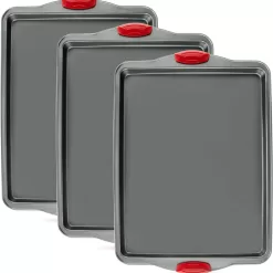 Nonstick Baking Sheet Tray Set of 3 - These Cookie Sheet Pans are Non-toxic, Dent, Warp, and Rust Resistant