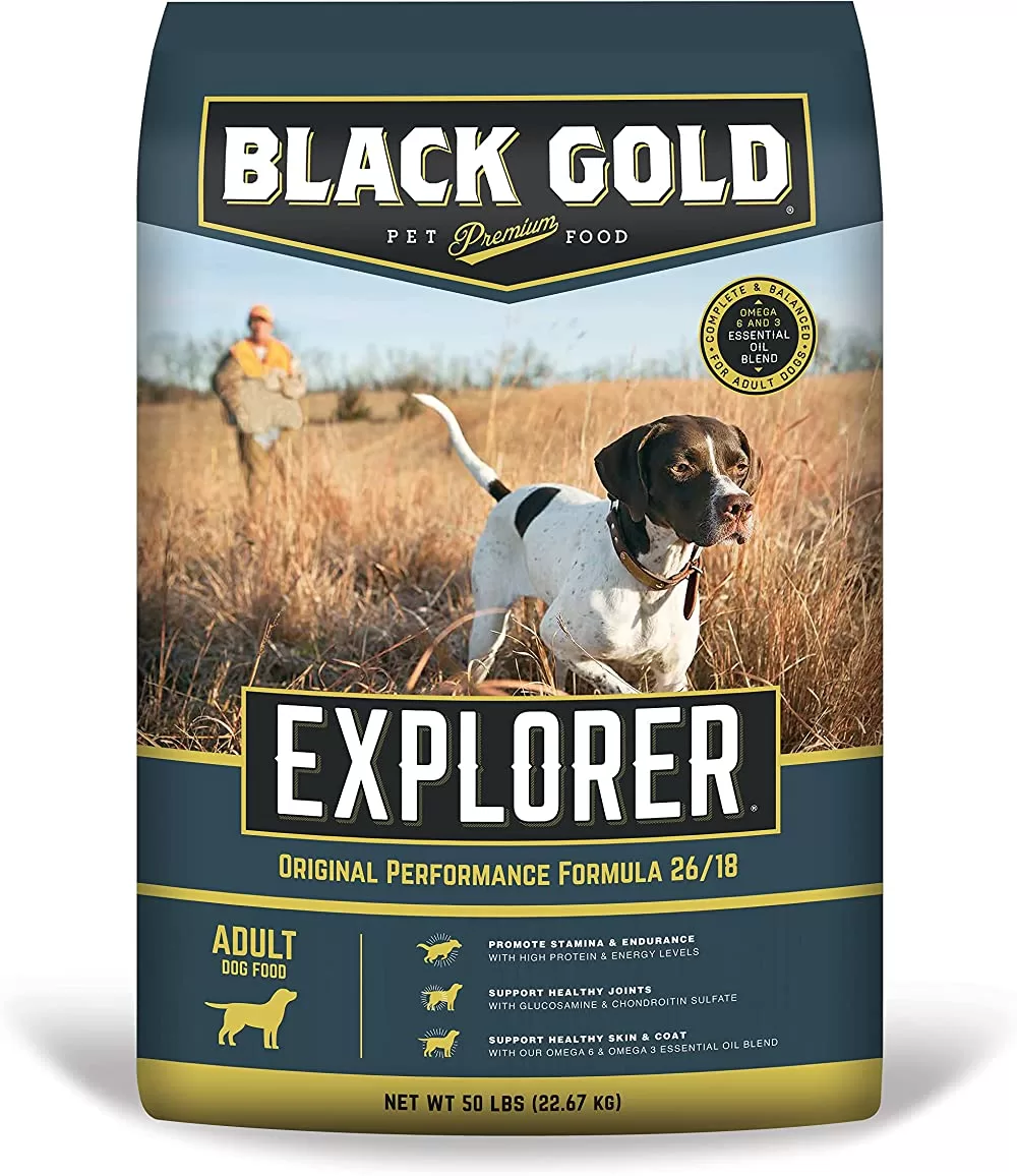 Black Gold Explorer Dry Dog Food for Adult Dogs, Original Performance 26/18 Formula, 50 lb Bag