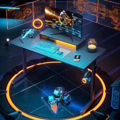 Bestier Small Gaming Desk with Monitor Stand, 42 inch LED Computer Desk, Gamer Workstation