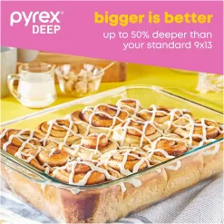 Pyrex Deep Baking Dish Set (6-Piece, BPA-Free Lids)
