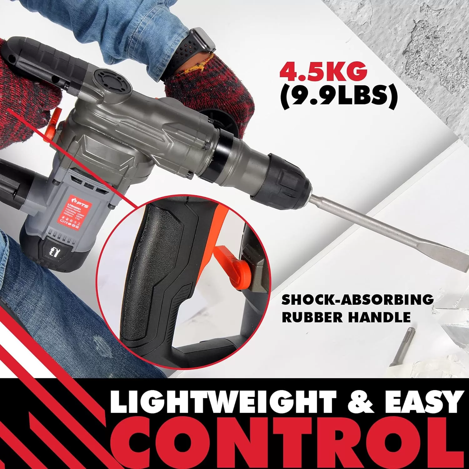 PTS Corded Rotary Hammer Drill 1”26mm 10Amp 110V Combination Rotary Hammer