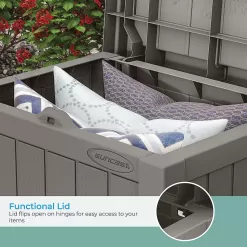 Suncast 22 Gallon Indoor or Outdoor Backyard Patio Small Storage Deck Box, Stone Gray