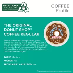 The Original Donut Shop Keurig Single-Serve K-Cup Pods, Regular Medium Roast Coffee, 12 Count (Pack of 6)