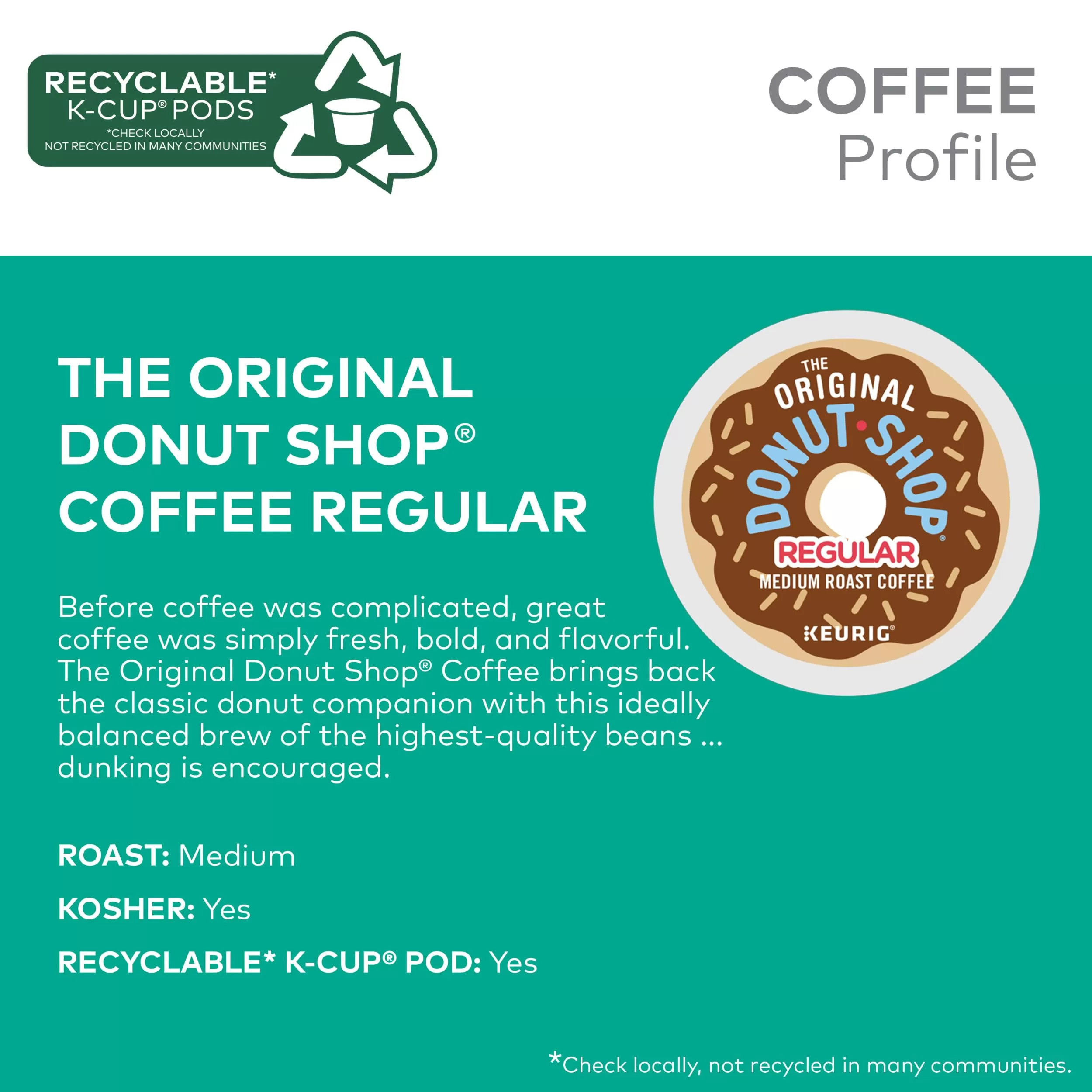 The Original Donut Shop Keurig Single-Serve K-Cup Pods, Regular Medium Roast Coffee, 12 Count (Pack of 6)