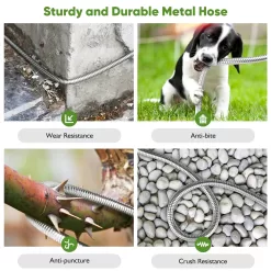 Metal Garden Hose 100FT, Stainless Steel Heavy Duty Water Hose With 10 Function Nozzle