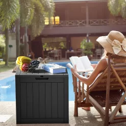 YITAHOME 30 Gallon Deck Box, Outdoor Storage Box (Black)