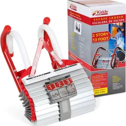 Kidde Fire Escape Ladder, 2-Story Rope Ladder, Extends to 13-Feet, Anti-Slip Rungs