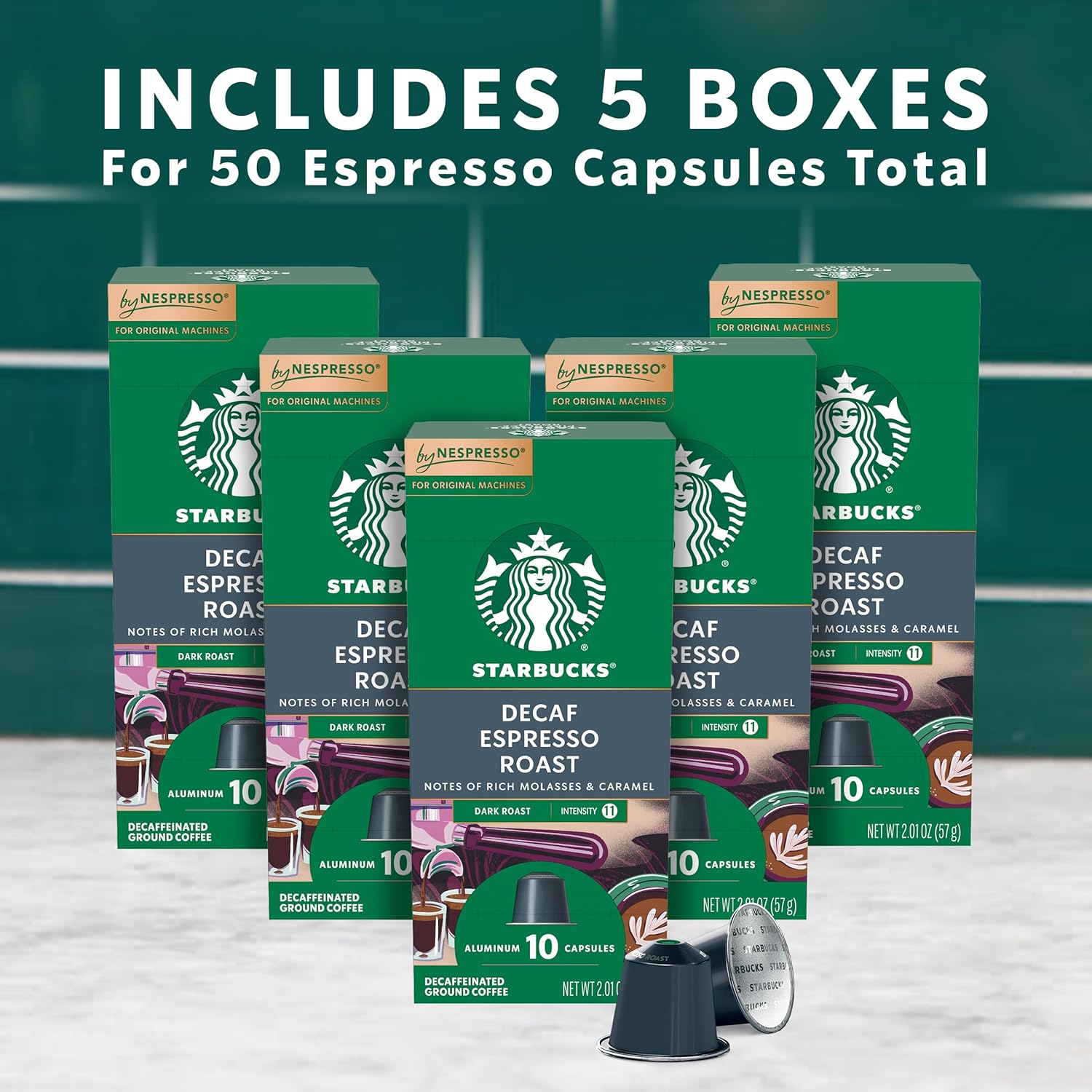 Starbucks by Nespresso Decaf Dark Roast Espresso (50-count single serve capsules, compatible with Nespresso Original Line System) - Image 3