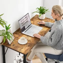 40 Inch Small Computer Desk - Home Office Writing Desk for Small Spaces, Sturdy Simple Study Table, Rustic Brown