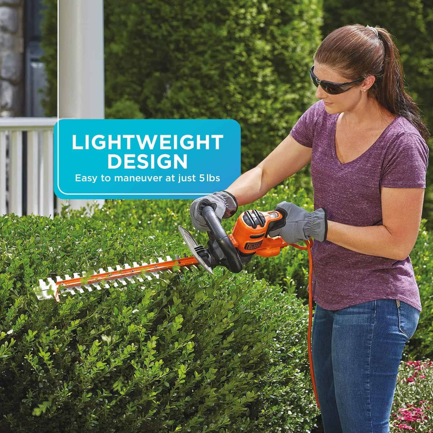 BLACK+DECKER Hedge Trimmer with Saw, 20-Inch, Corded (BEHTS300),Orange