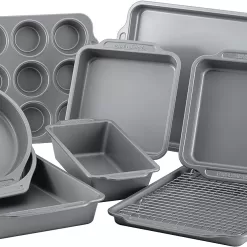 Farberware Nonstick Steel Bakeware Set, 10-Piece Set, Gray