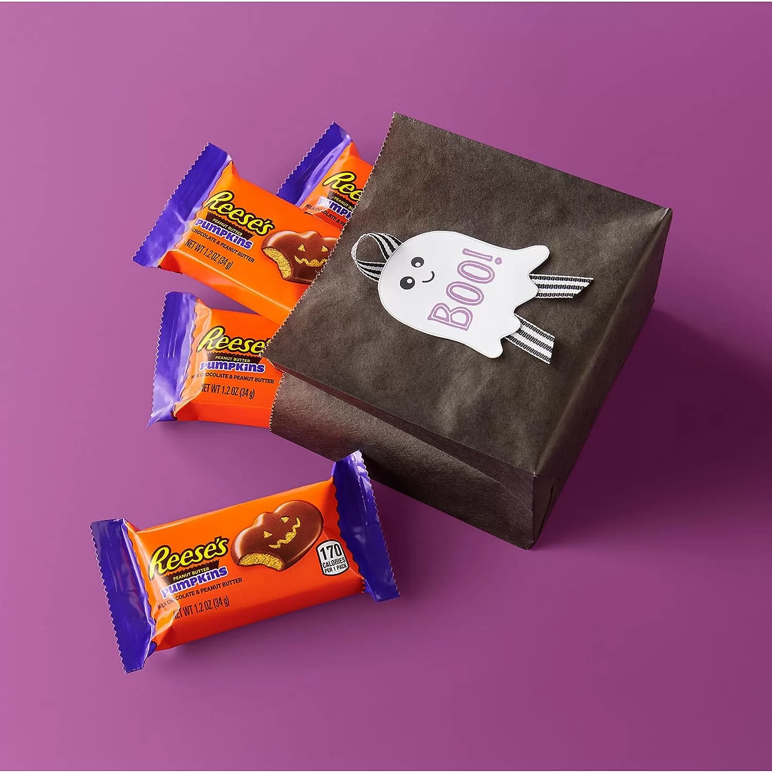 REESE'S Milk Chocolate Peanut Butter Pumpkins, Halloween Candy Packs, 1.2 oz (36 count)