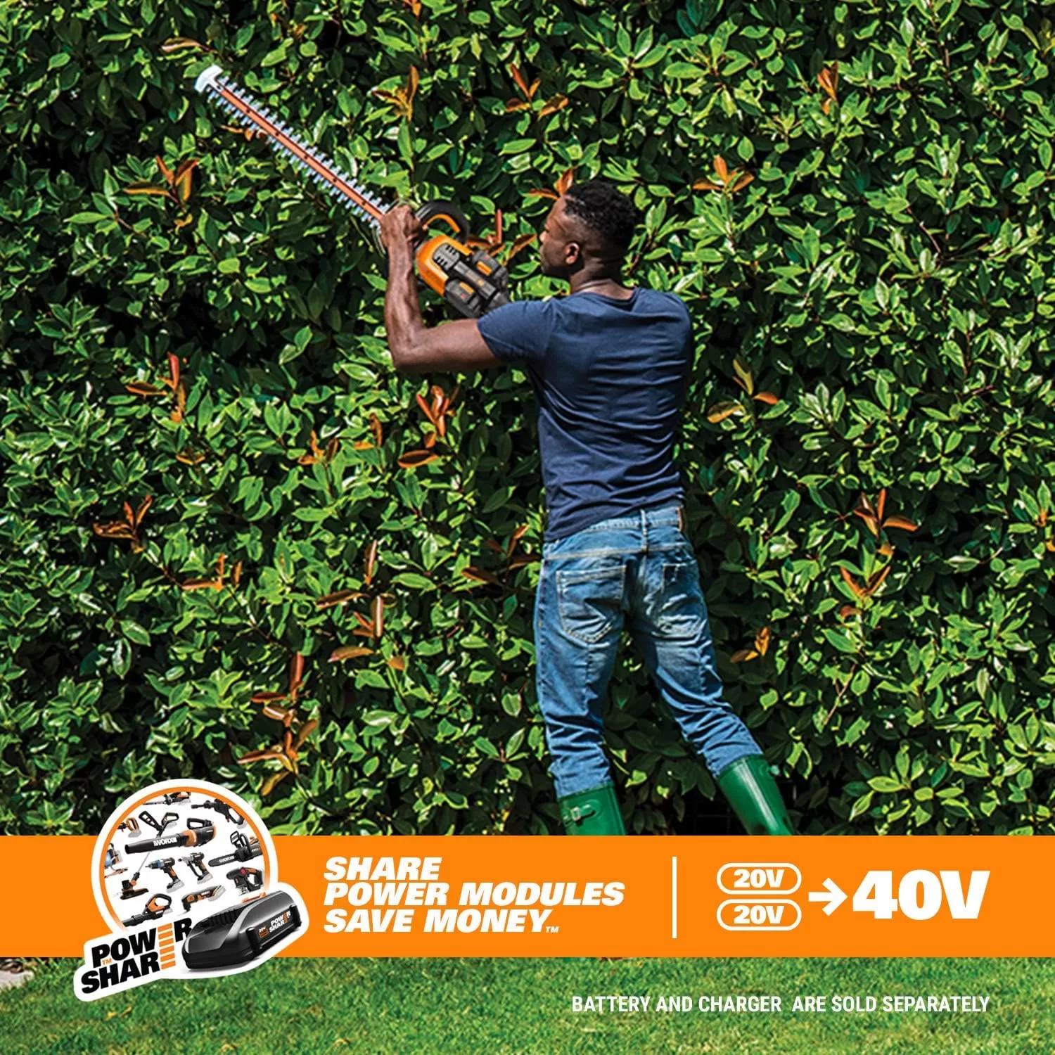 WORX 40V 24" Hedge Trimmer (Tool Only)