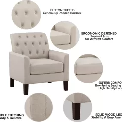 Rosevera Keene Living Room Modern Arm Chair, Textile Beige