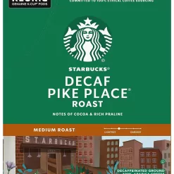 Starbucks Coffee K-Cup Pods, Decaf Pike Place Roast, Medium Roast Decaffeinated Coffee, 24 CT K-Cups Per Box (Pack of 1 Box)