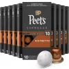 Peet's Coffee, Dark Roast Espresso Pods Compatible, Ristretto Intensity 10, 100 Count (10 Boxes of 10 Espresso Capsules)