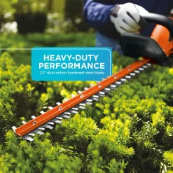 BLACK+DECKER 20V MAX Cordless Hedge Trimmer, Battery and Charger Included (LHT2220), Orange