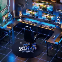 ODK L Shaped Gaming Desk with LED Lights & Power Outlets, 51