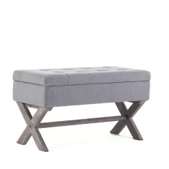 Boraam Angelina Button Tufted Storage Bench - Gray