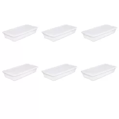 Sterilite 41 Qt Storage Box Clear Base White Lid Set of 6