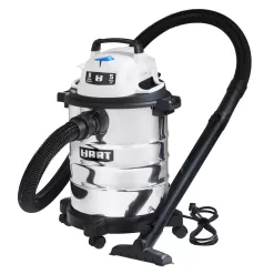 HART 6 Gallon 5 Peak HP Stainless Steel Wet/Dry Vacuum with Cartridge Filter, VOC608S 3702