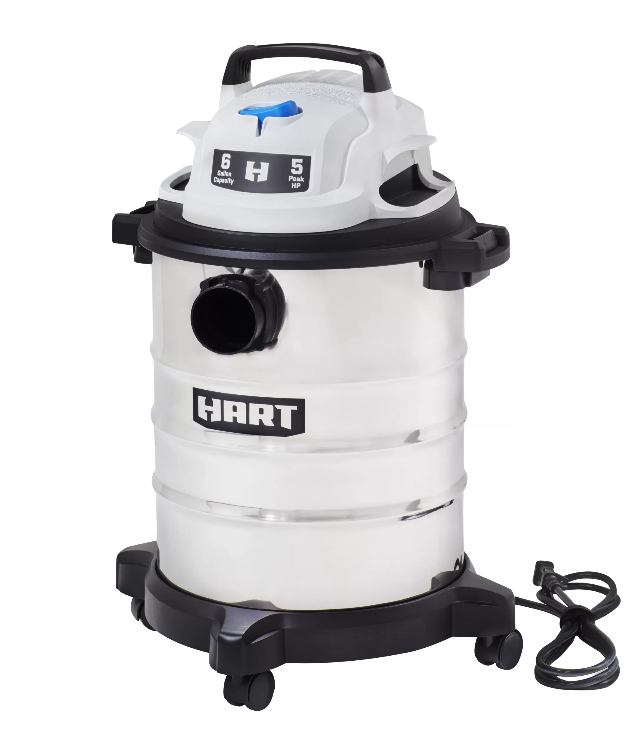 HART 6 Gallon 5 Peak HP Stainless Steel Wet/Dry Vacuum with Cartridge Filter, VOC608S 3702
