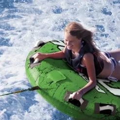 Alternative view of Airhead Rebel Towable Boat Tube Float Kit with Rope & Pump, Heavy-Duty Nylon, Green