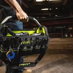 AWP 18 Inch Pro Tool Tote with Rotating Handle for Easy Tool Access, Water-Resistant Construction
