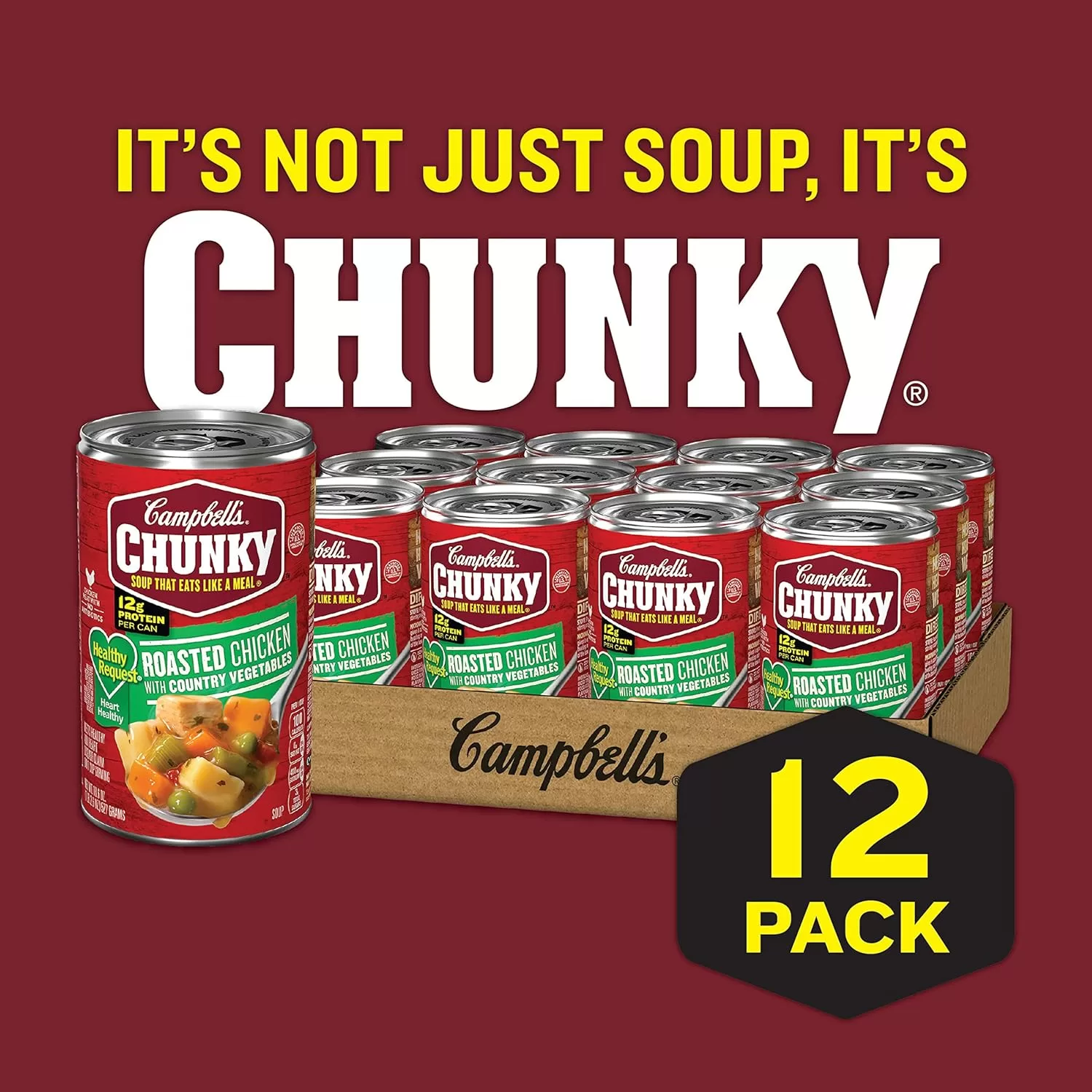 Campbell’s Chunky Healthy Request Soup, Roasted Chicken Soup with Country Vegetables, 18.8 Oz Can (Case of 12)